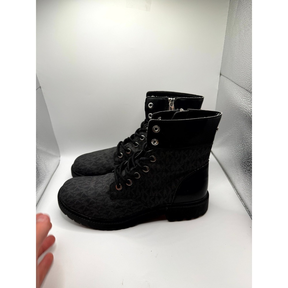 Michael Kors Alistair Bootie Womens 9 M Black Logo Side Zip Classic Combat Boot - Picture 2 of 9